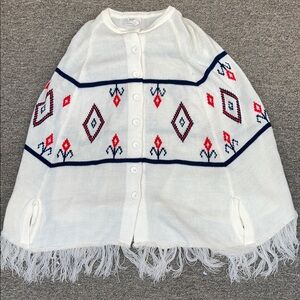 Vintage White Fringe Cape Sweater